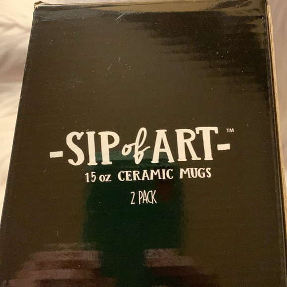 SIP OF ART Pounce & Fetch Furry Friends Ceramic Dog Mugs Set Pink Gray Gift Box - Picture 2 of 9